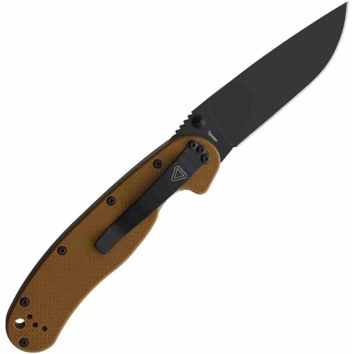 Couteau Ontario RAT IA Tan A/O Manche G10 Lame Acier AUS-8 Linerlock Clip ON8871TN - Livraison Gratuite