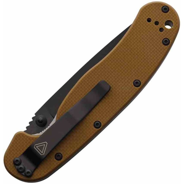 Couteau Ontario RAT IA Tan A/O Manche G10 Lame Acier AUS-8 Linerlock Clip ON8871TN - Livraison Gratuite
