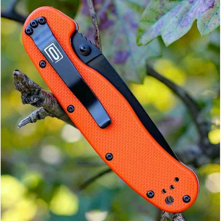 Couteau Ontario RAT IA Orange A/O Manche G10 Lame Acier AUS-8 Linerlock Clip ON8871OR - Livraison Gratuite