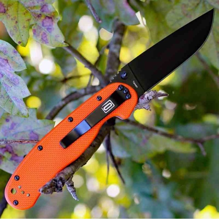 Couteau Ontario RAT IA Orange A/O Manche G10 Lame Acier AUS-8 Linerlock Clip ON8871OR - Livraison Gratuite