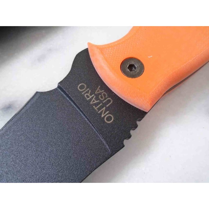 Couteau de Survie Ranger Night Stalker 7 Lame Acier Carbone 5160 Manche Orange Etui Made USA RN9421OM - Livraison Gratuite