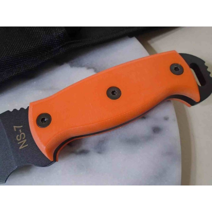 Couteau de Survie Ranger Night Stalker 7 Lame Acier Carbone 5160 Manche Orange Etui Made USA RN9421OM - Livraison Gratuite