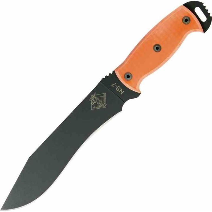 Couteau de Survie Ranger Night Stalker 7 Lame Acier Carbone 5160 Manche Orange Etui Made USA RN9421OM - Livraison Gratuite