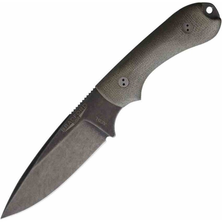 Couteau Bradford Guardian 3.2 3D Od Green Manche Micarta Lame Acier AEB-L Etui Cuir Made USA BRAD32FE102NA - Livraison Gratuite