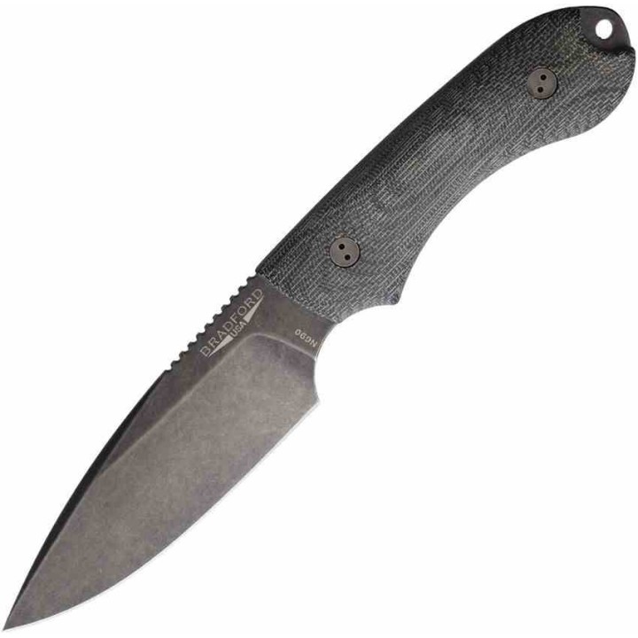 Couteau Bradford Knives Guardian 4 3D Black Manche Micarta Lame Acier N690 Etui Cuir USA BRAD4FE101N - Livraison Gratuite