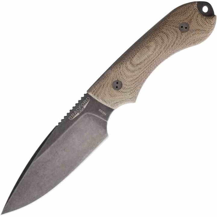 Couteau Bradford Knives Guardian 4 3D Natural Manche Micarta Lame Acier N690 Etui Cuir USA BRAD4FE104N - Livraison Gratuite