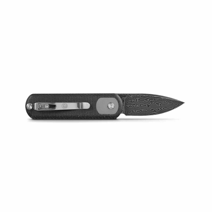 Couteau Vosteed Corgi Pup Damas Lame Drop Point Manche Micarta IKBS Trek Lock Clip VOSA0722 - Livraison Gratuite