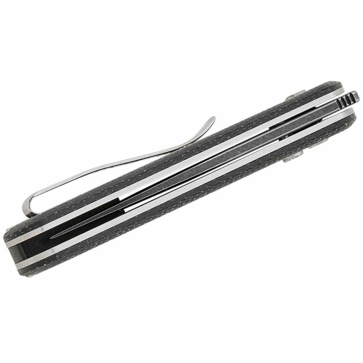 Couteau Vosteed Corgi Pup Damas Lame Drop Point Manche Micarta IKBS Trek Lock Clip VOSA0722 - Livraison Gratuite