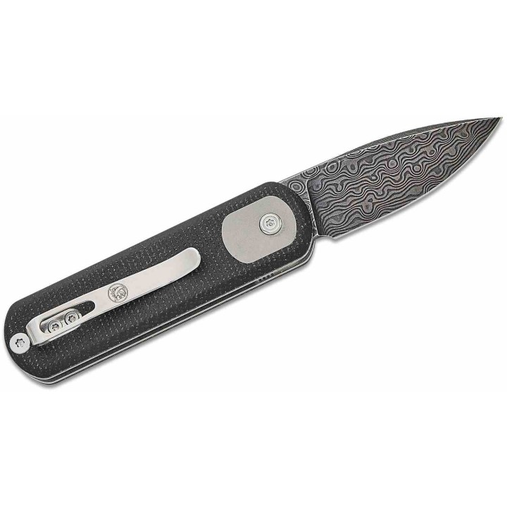 Couteau Vosteed Corgi Pup Damas Lame Drop Point Manche Micarta IKBS Trek Lock Clip VOSA0722 - Livraison Gratuite