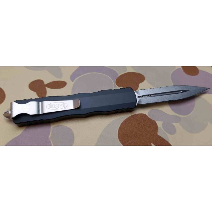 Couteau Automatique Microtech Dirac 225-11 SW Double Edge Partial Serrated Button Lock Clip USA MCT22511 - Livraison Gratuite