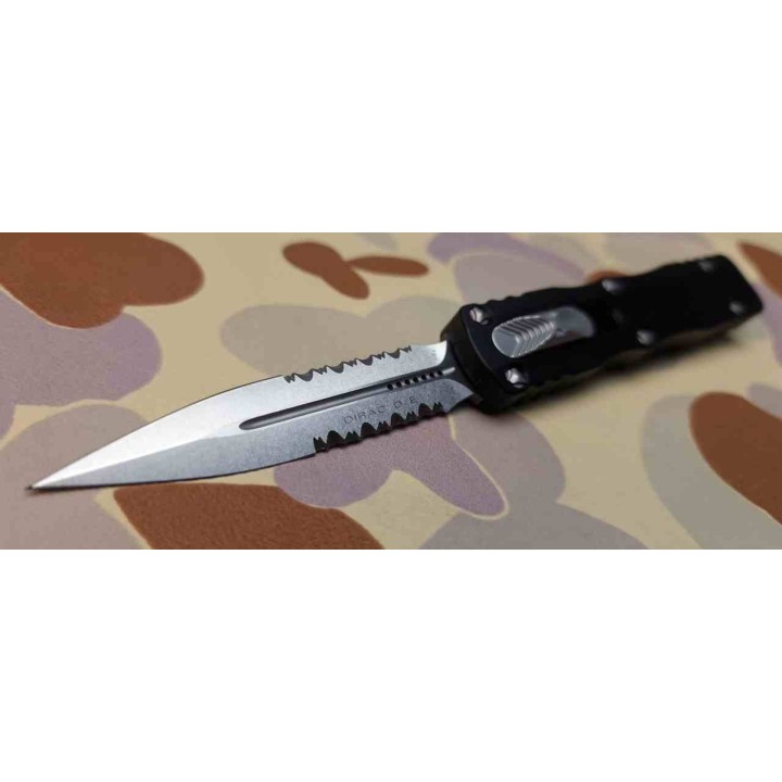 Couteau Automatique Microtech Dirac 225-11 SW Double Edge Partial Serrated Button Lock Clip USA MCT22511 - Livraison Gratuite