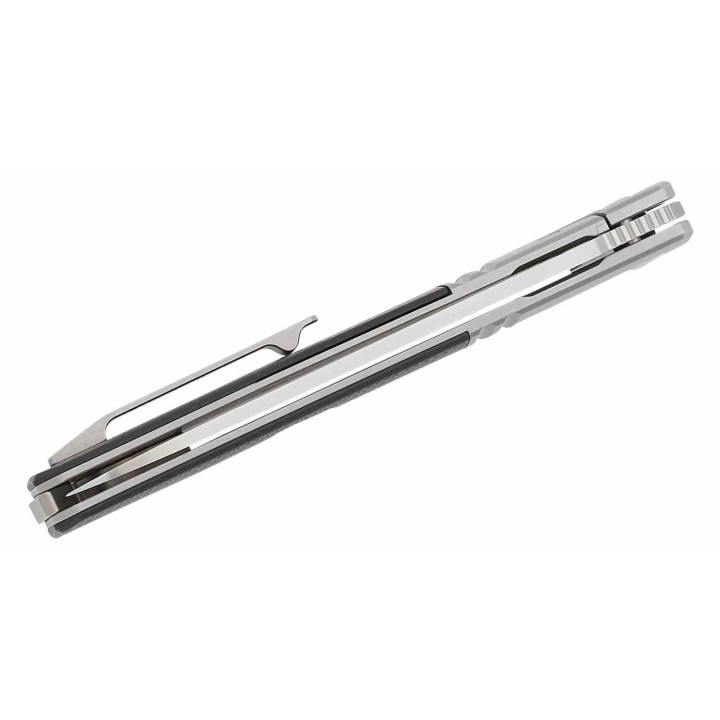 Couteau Karbon Flatline Black Manche G10/Titane Lame Acier 154CM Satin IKBS Framelock Clip KARB112 - Livraison Gratuite