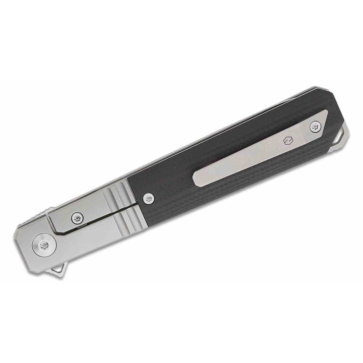 Couteau Karbon Flatline Black Manche G10/Titane Lame Acier 154CM Satin IKBS Framelock Clip KARB112 - Livraison Gratuite