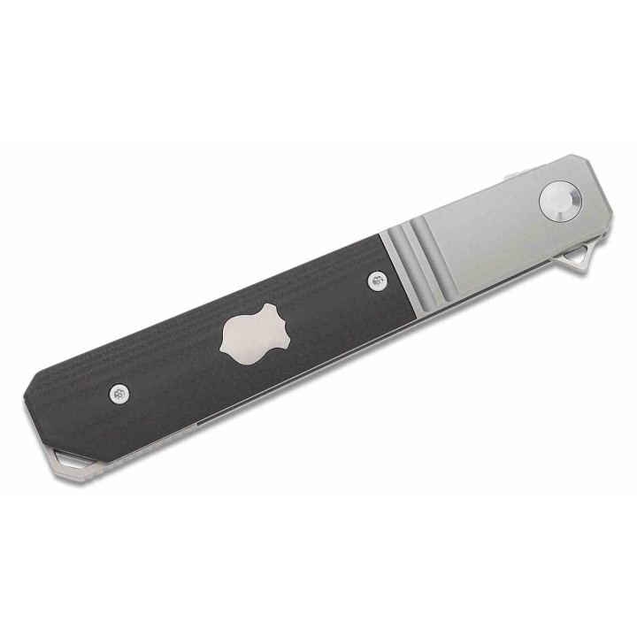 Couteau Karbon Flatline Black Manche G10/Titane Lame Acier 154CM Satin IKBS Framelock Clip KARB112 - Livraison Gratuite
