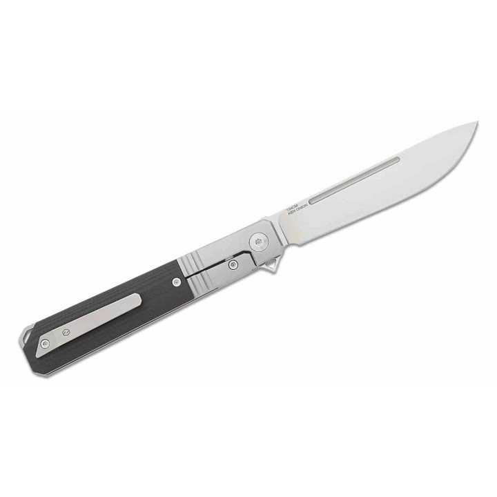 Couteau Karbon Flatline Black Manche G10/Titane Lame Acier 154CM Satin IKBS Framelock Clip KARB112 - Livraison Gratuite