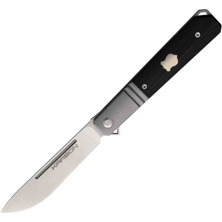Couteau Karbon Flatline Black Manche G10/Titane Lame Acier 154CM Satin IKBS Framelock Clip KARB112 - Livraison Gratuite