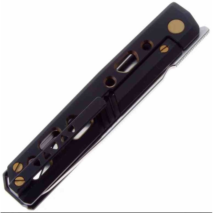 Couteau Real Steel Bruns BlackGold Manche Titane Lame Acier VG-10 Frame Lock Clip RS7661G - Livraison Gratuite