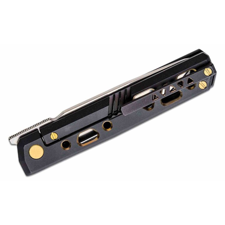 Couteau Real Steel Bruns BlackGold Manche Titane Lame Acier VG-10 Frame Lock Clip RS7661G - Livraison Gratuite