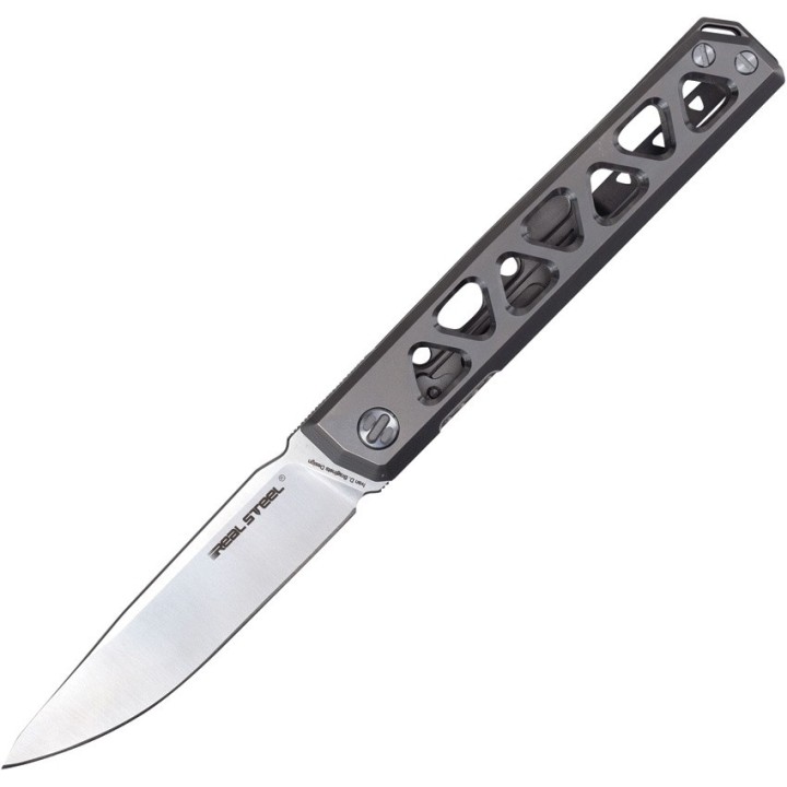 Couteau Real Steel Burns Gray Manche Titane Lame Acier VG-10 Linerlock Clip RS7661 - Livraison Gratuite