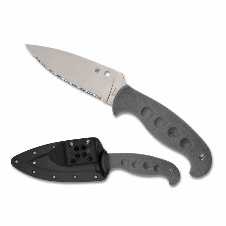 Couteau Spyderco Temperance Gray FRN Handles Lame Serr Acier CPM-CruWear Etui Boltaron Japan SCFB05SGY - Livraison Gratuite