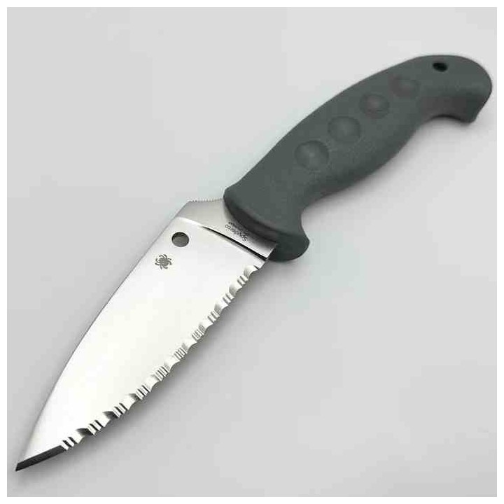 Couteau Spyderco Temperance Gray FRN Handles Lame Serr Acier CPM-CruWear Etui Boltaron Japan SCFB05SGY - Livraison Gratuite