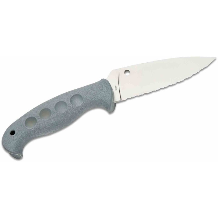 Couteau Spyderco Temperance Gray FRN Handles Lame Serr Acier CPM-CruWear Etui Boltaron Japan SCFB05SGY - Livraison Gratuite