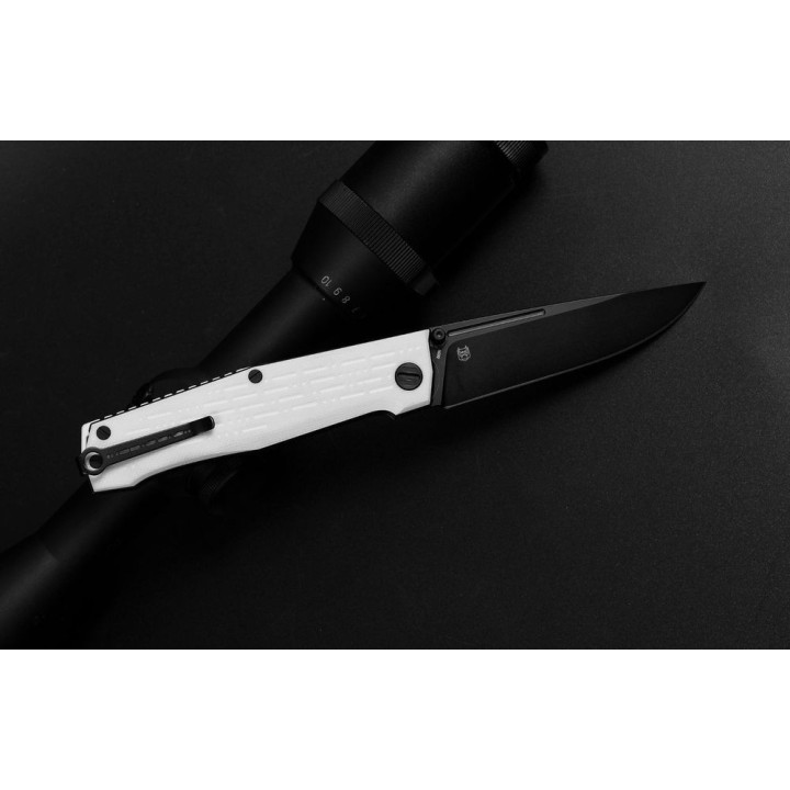 Couteau Real Steel Rokot Imperial White Lame Acier N690 Manche G10 Linerlock Clip RS7641M - Livraison Gratuite