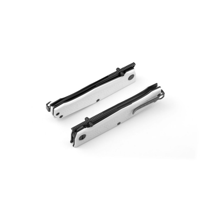 Couteau Real Steel Rokot Imperial White Lame Acier N690 Manche G10 Linerlock Clip RS7641M - Livraison Gratuite