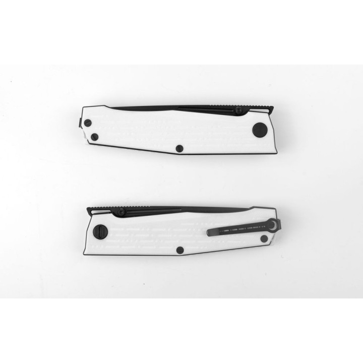 Couteau Real Steel Rokot Imperial White Lame Acier N690 Manche G10 Linerlock Clip RS7641M - Livraison Gratuite
