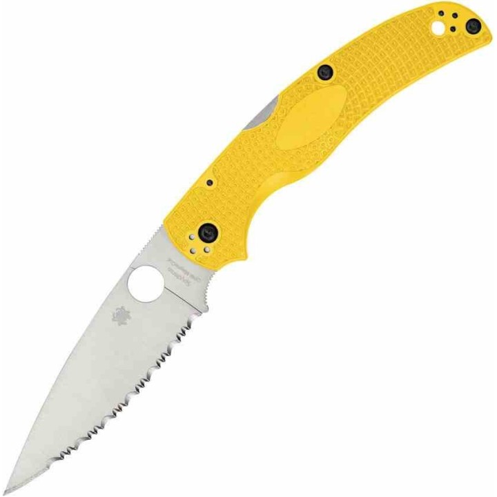 Couteau Spyderco Native Chief Salt Yellow Lame Acier CPM-MagnaCut Serr Manche FRN  Lockback USA SC244SYL - Livraison Gratuite
