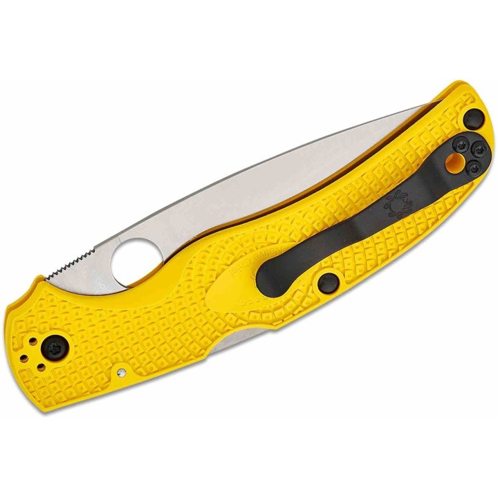 Couteau Spyderco Native Chief Salt Yellow Lame Acier CPM-MagnaCut Serr Manche FRN  Lockback USA SC244SYL - Livraison Gratuite