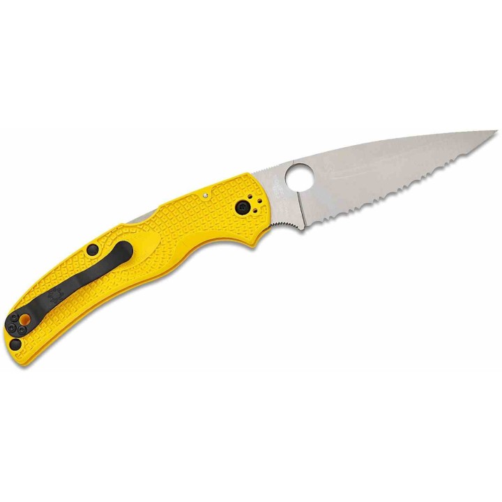 Couteau Spyderco Native Chief Salt Yellow Lame Acier CPM-MagnaCut Serr Manche FRN  Lockback USA SC244SYL - Livraison Gratuite
