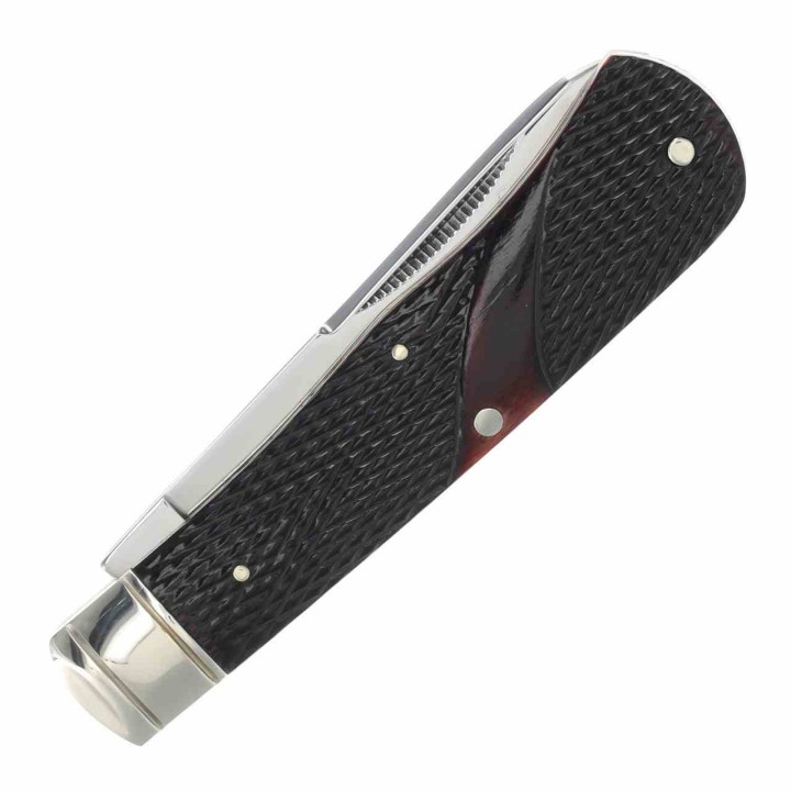 Couteau Marbles Trapper Brown Checker Manche Os 2 Lames Acier Inox Slip Joint Collector Box MR683 - Livraison Gratuite