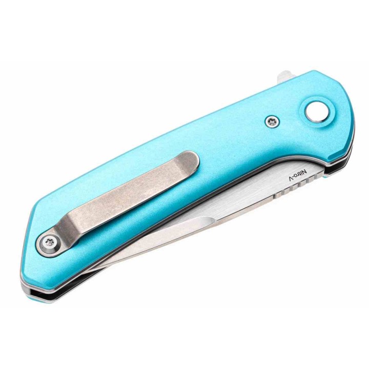 Couteau Reate Knives PL-XF Blue Manche Alu Lame Nitro-V SW Pivot Lock Clip REAPLXFA8 - Livraison Gratuite