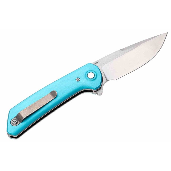 Couteau Reate Knives PL-XF Blue Manche Alu Lame Nitro-V SW Pivot Lock Clip REAPLXFA8 - Livraison Gratuite