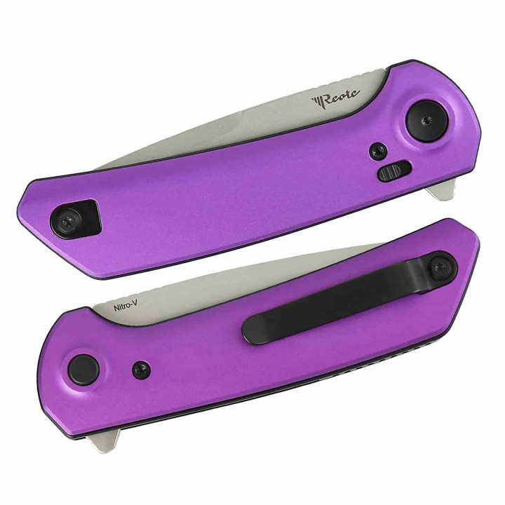 Couteau Reate Knives PL-XF Purple Manche Alu Lame Nitro-V SW Pivot Lock Clip REAPLXFA5 - Livraison Gratuite