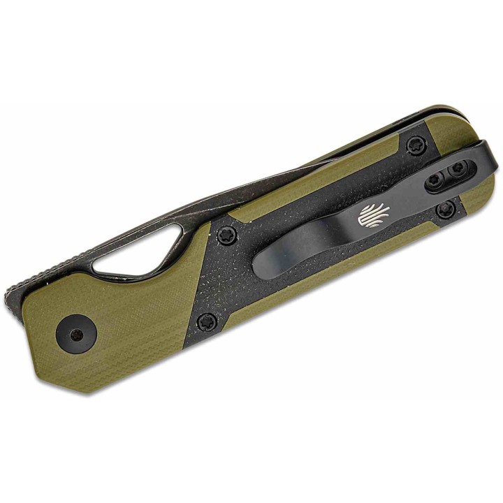 Couteau Kizer Mini Militaw Green G10/Micarta Handles Nitro-V Black Blade Linerlock Clip KIV3634SA5 - Livraison Gratuite