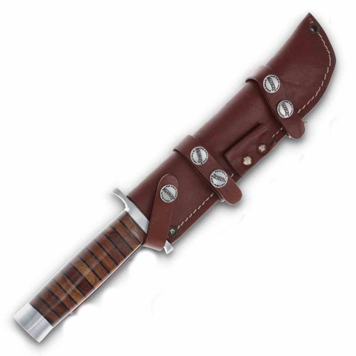 Couteau de Chasse Marbles STacked Manche & Etui Cuir Lame Acier Inox MR488 - Livraison Gratuite