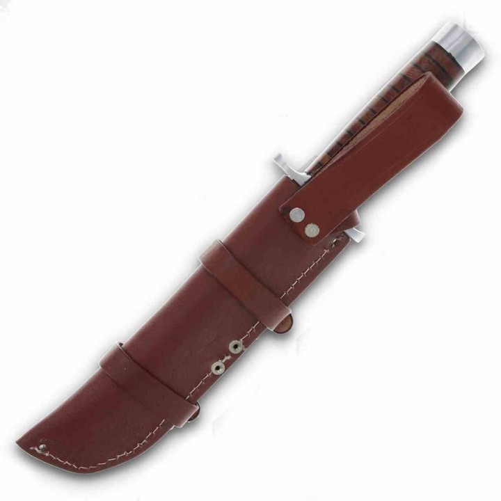 Couteau de Chasse Marbles STacked Manche & Etui Cuir Lame Acier Inox MR488 - Livraison Gratuite