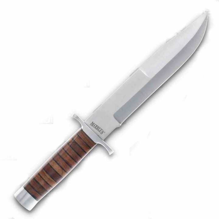 Couteau de Chasse Marbles STacked Manche & Etui Cuir Lame Acier Inox MR488 - Livraison Gratuite