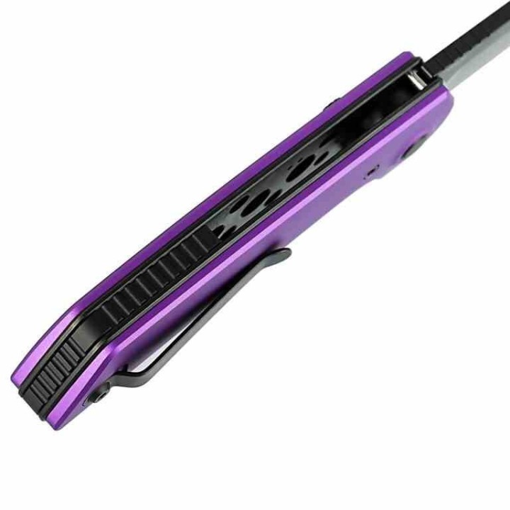 Couteau Reate Knives PL-XF Purple Manche Alu Lame Nitro-V Black Pivot Lock Clip REAPLXFA6 - Livraison Gratuite