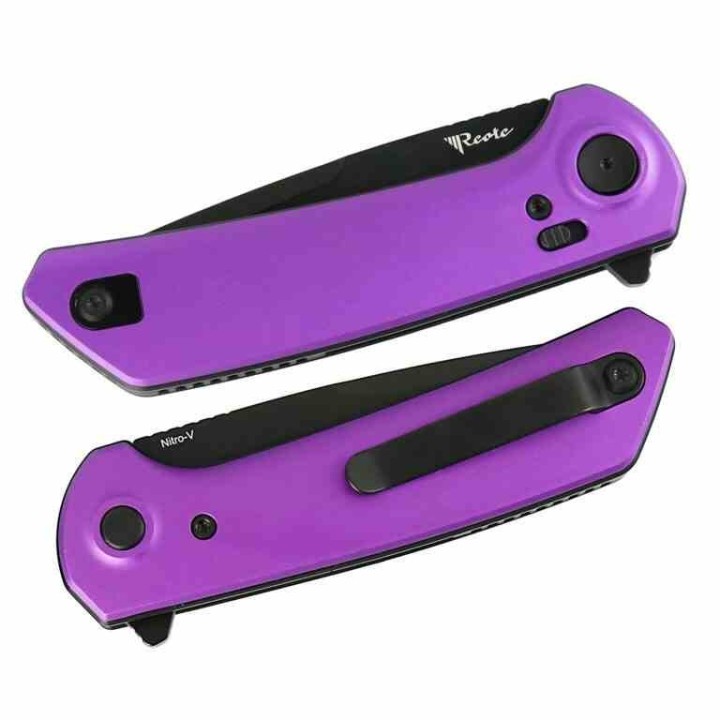 Couteau Reate Knives PL-XF Purple Manche Alu Lame Nitro-V Black Pivot Lock Clip REAPLXFA6 - Livraison Gratuite