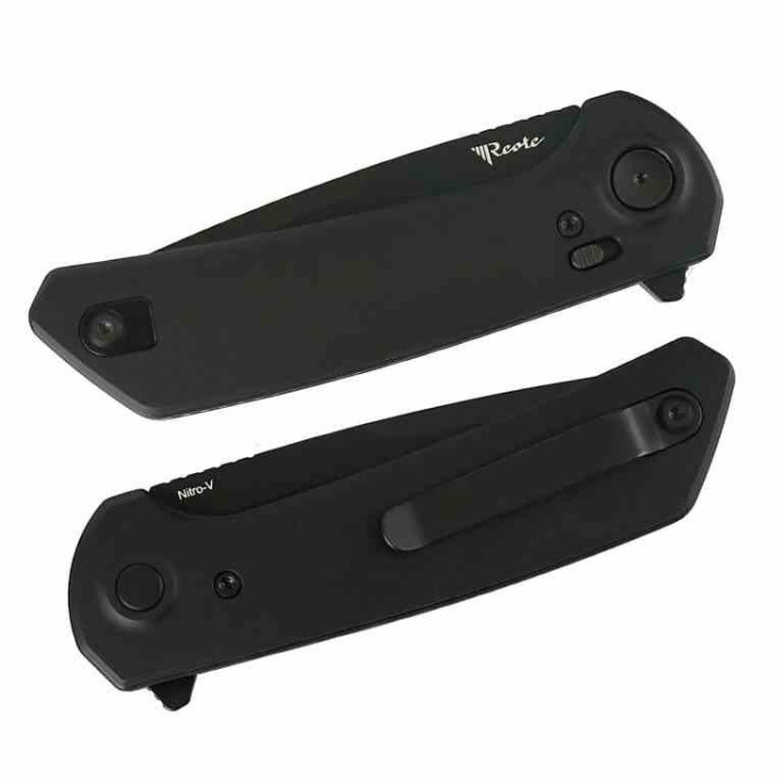 Couteau Reate Knives PL-XF Black Manche Alu Lame Nitro-V Black Pivot Lock Clip REAPLXFA3 - Livraison Gratuite