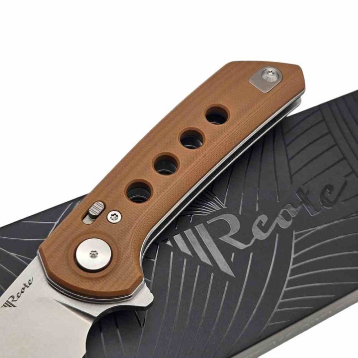 Couteau Reate Knives PL-XF Pivot Lock Tan Manche G10 Lame Acier Nitro-V SW Clip REAPLXF9 - Livraison Gratuite