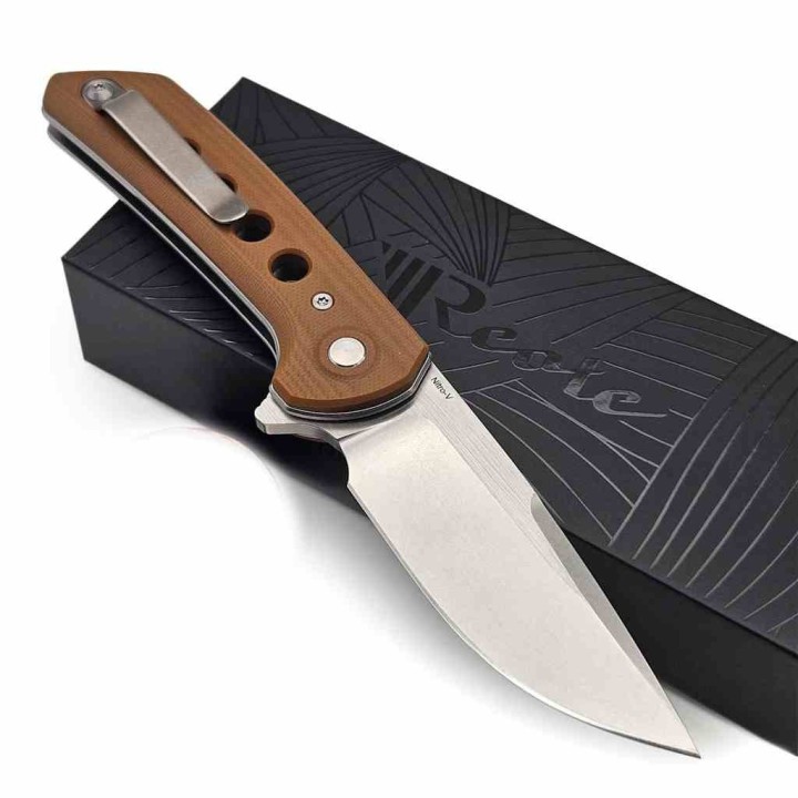 Couteau Reate Knives PL-XF Pivot Lock Tan Manche G10 Lame Acier Nitro-V SW Clip REAPLXF9 - Livraison Gratuite