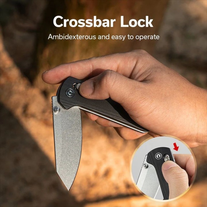 Couteau Civivi Yonder Black Manche G10 Lame Acier 14C28N IKBS Crossbar Lock Clip CIVC230731 - Livraison Gratuite
