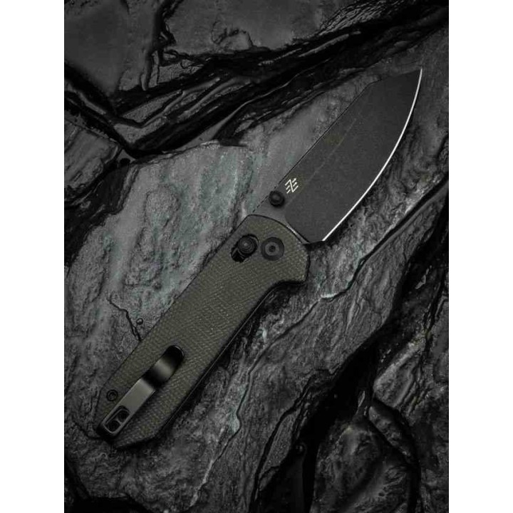 Couteau Civivi Yonder Dark Green Manche Micarta Lame Acier 14C28N IKBS Crossbar Lock Clip CIVC23073B1 - Livraison Gratuite