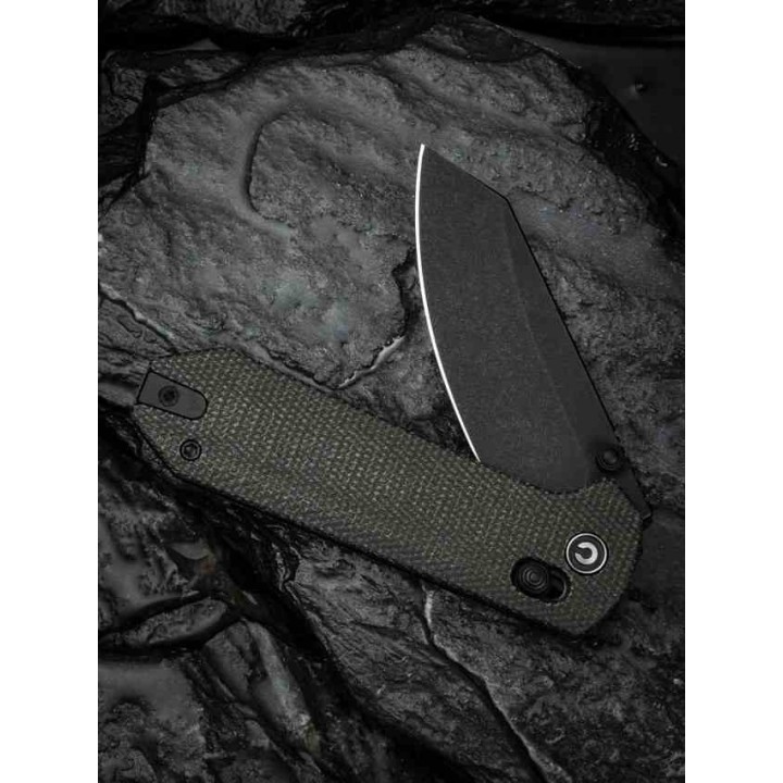 Couteau Civivi Yonder Dark Green Manche Micarta Lame Acier 14C28N IKBS Crossbar Lock Clip CIVC23073B1 - Livraison Gratuite