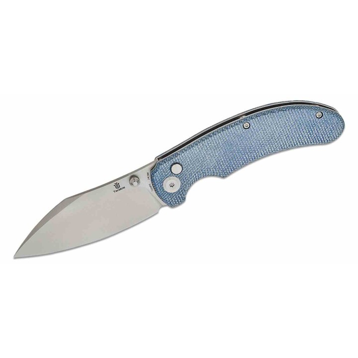Couteau Tenable Nesstreet  Blue Manche Micarta Lame Sheepsfoot Acier 14C28N IKBS Button Lock Clip T1039F5 - Livraison Gratuite
