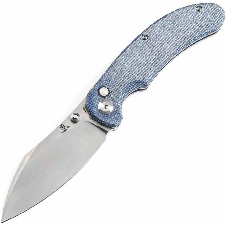 Couteau Tenable Nesstreet  Blue Manche Micarta Lame Sheepsfoot Acier 14C28N IKBS Button Lock Clip T1039F5 - Livraison Gratuite